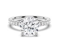 MSBLUE D Color Moissanite 1.5ct 1.5ct Round Moissanite Engagement Ring Pave Band Hidden Halo 925 Sterling Silver Rhodium Finish Wedding Anniversary, US 6, Metal, Moissanite