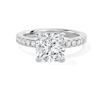 MSBLUE Moissanite Engagement Ring Pave Cushion Cut D Color VVS1 Clarity 925 Sterling Silver Rhodium Plated Wedding Jewelry for Women, US 7, Metal, Moissanite