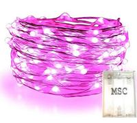 MSC - 23ft / 7m -70 Led's Batt Powered LED Pink Coloured String Fairy Lights On Copper Cable, Ideal for Christmas, Xmas, Party,Wedding,Decoration Pink-7mBatt