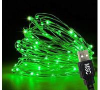 MSC - 23ft / 7m - 70 Led's USB Powered LED Green Coloured String Fairy Lights On Copper Cable, Ideal for Christmas, Xmas, Party,Wedding,Decoration Green-USB-7m