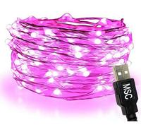 MSC - 23ft / 7m -70 Led's USB Powered LED Pink Coloured String Fairy Lights On Copper Cable, Ideal for Christmas, Xmas, Party,Wedding,Decoration Pink-USB-7m
