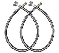 MSC 24-Inch / 600mm Stainless Steel Braided Faucet Connector, 2 Pcs Supply Hose, 3/8-Inch Female Compression Thread x M10 Male Connector for Kitchen and Bathroom Sink, Hot & Cold Water Supply