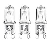 MSC 3 x 40w G9 Halogen Oven Bulbs Suitable for Oven, Salt Lamp, Lava Lamp, g9 Bulb. Dimmable and Compatible Oven Light Bulbs for Zanussi, AEG, Stoves Cooker Bulb etc Warm White 230V (3000k 3 pc 40w)