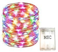 MSC - 33 ft / 10M - 100 * LED Battery Powered 4 Colour RED/Green/Blue/Yellow Coloured String Fairy Lights On Copper Cable, Ideal for Christmas, Xmas, Party,Wedding,Decoration Batt-4Colour-NoWp1