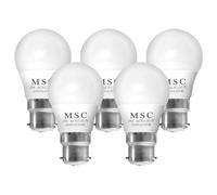 MSC 3W Bayonet LED Light Bulb B22 - Cool White LED Bulb with 300 Lumens, Daylight White 6500K, 45W Incandescent Equivalent, Energy-Saving, 30,000 Hour Lifespan, and Non-Dimmable, 5 Pack