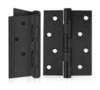 MSC 4 Inch Heavy Duty Door Hinges - Stainless Steel Hinges for Wood, Internal Doors, Rust-Resistant, Silent Operation, Chrome Finish with Screws, Black (2)