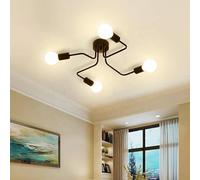 MSC 4 Sputnik Ceiling Light Fixture - Inc 4 x LED Bulbs -Adjustable Modern Flush Mount Chandelier with Base, Matte Black Ceiling Light for Bedroom, Living Room, Dining Room, Kitchen (4 x Bulbs Inc)