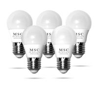 MSC 4W Large Edison Screw LED Light Bulb E27 - Cool White LED Bulb with 300 Lumens, White 6500K, 45W Incandescent Equivalent, Energy-Saving, 30,000 Hour Lifespan, and Non-Dimmable, 5 Pack