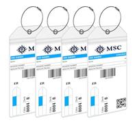 MSC Cruise Luggage Tag Holders [4 Pack] - Waterproof, Durable Plastic with Steel Loops - Fits All MSC Ships for Cruising in 2025, 2026 and 2027 - Cruise Essential by AnchorsUp