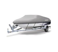 MSC Heavy Duty 600D Marine Grade Polyester Canvas Trailerable Waterproof Boat Cover,Fits V-Hull,Tri-Hull, Runabout Boat Cover (Model D - Length:17'-19' Beam Width: up to 96", Gray)