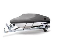 MSC Heavy Duty 600D Marine Grade Polyester Canvas Trailerable Waterproof Boat Cover,Fits V-Hull,Tri-Hull, Runabout Boat Cover (Model D - Length:17'-19' Beam Width: up to 96", Dark Gray)