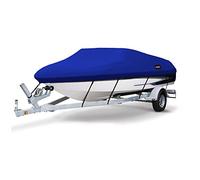MSC Heavy Duty 600D Marine Grade Polyester Canvas Trailerable Waterproof Boat Cover,Fits V-Hull,Tri-Hull, Runabout Boat Cover (Model F - Length19'-20' Beam Width: up to 96", Pacific Blue)