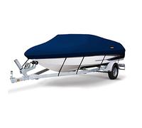 MSC Heavy Duty 600D Marine Grade Polyester Canvas Trailerable Waterproof Boat Cover,Fits V-Hull,Tri-Hull, Runabout Boat Cover (Model B - Length:14'-16' Beam Width: up to 90", Navy)