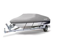 MSC Heavy Duty 600D Marine Grade Polyester Canvas Trailerable Waterproof Boat Cover,Fits V-Hull,Tri-Hull, Runabout Boat Cover (Model H - Length:23'-24' Beam Width: up to 102", Gray)