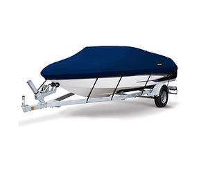 MSC Heavy Duty 600D Marine Grade Polyester Canvas Trailerable Waterproof Boat Cover,Fits V-Hull,Tri-Hull, Runabout Boat Cover (Model C - Length:16'-18.5' Beam Width: up to 94", Navy)