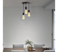 MSC Industrial 3 Pendant Ceiling Light - Modern Black Hanging Ceiling Lights with E27 Base, Vintage Multi-Level Lamp Holders for Living Room, Bedroom, Kitchen, Hallway, Bulbs Included