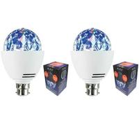 MSC LED B22 Disco Ball Light Rotating Multi-Coloured Lights Bulb Bayonet Fitting B22 (Pack of 2)