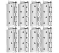MSC Stainless Steel Door Hinges 4 Inch - Heavy Duty Door Hinges for Wood, Internal Doors, Rust-Resistant, Silent Operation, Chrome Finish with Screws, Silver (8)