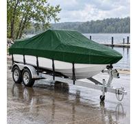 MSC - Towable Boat Protective Cover, Heavy Duty, Oxford Polyester Fabric, for V-Hull, Tri-hull, Small Boat (Model A - Length: 430 to 490 cm. Width: up to 172 cm, Forest Green)