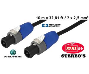 MSCA610 Speaker Cable 10M Speakon Neutrik NL2FX HP Cable Monacor 2X 2.5Mm²