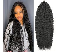 Mscat Deep Wave Ocean Wave Crochet Hair - 30" Curly Braiding Extensions for Black Women - 7packs for Boho Braids 1B#