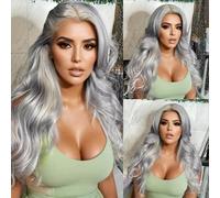 Mscathy 200% Grey Human Hair Wigs Wavy UHD Transparent Pre Cut Pre Cut Lace Front Wig Unprocessed Human Hair Glueless Lace Front Wig for Women 22 Inch Grey