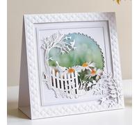 MSCHEFAY 3D Frame Cutting Dies for Card Making Metal Die-Cuts Scrapbooking Art DIY Paper Craft Embossing for Party Wedding Album Decoration (Garden Fence-8.2x11.1cm)