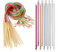 MSCHENZW 23-Piece Tunisian Crochet Hook Set, 11 Long Aluminum Hooks (2.0-8.0mm) & 12 Tunisian Bamboo Hooks (3.0-10.0mm) with Comfortable Handles