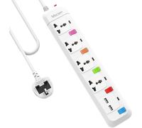 Mscien 4 Way 3M Extension Lead with USB, Wall Mount Universal Power Strip With 3 Meter Extension Cable, Overload Protection 4 Plug Extension Lead, 13A Fused UK Plug Extension Cord
