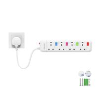 Mscien 4 Way Short Extension Lead, 0.2M Small Extension Lead, Fused 4 plug Extension Socket with Individual Switches Mountable Overload Protection Power Strips with 0.2 Metre Extension cable 2500W