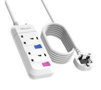 Mscien 4M Extension Lead, 2 Way Extension Socket with Individual Switches Mountable Power Strips with 4 Meter Extension cable 2500W