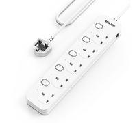 Mscien 4M Extension Lead 5 Way Plug Sockets with Individual Switches, Overload/Surge Protection Wall Mountable Power Strip 4Metre Extension Cable 13A/3250W