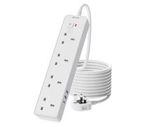 Mscien 5M Extension Lead with 3 USB Slots, 4 Way Extension Socket with Switch Wall Mountable, Long Extension Lead Surge Protected, UK Power Strip 5 Meter Extension Cable 3250W