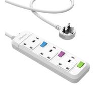 Mscien Extension Lead 1M 3 Way, Fused 3 plug Extension Socket with Individual Switches Mountable Overload Protection Power Strips with 1 Metre Extension cable 2500W