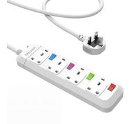 Mscien Extension Lead 1M 4 Way Wall Mounted, 1M Extension Lead Switched with Multiple Protection, Fused Power Strip 4 Sockets White, 2500W Extension Cord