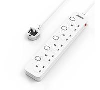 Mscien Extension Lead 1M 5 Way Plug Sockets with Individual Switches, Overload/Surge Protection Wall Mountable Power Strip 1 metre Extension Cable 13A/3250W