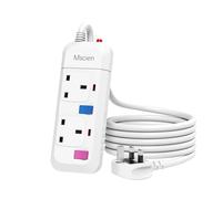 Mscien Extension Lead 2 Way Plug Sockets with Individual Switches Overload Protected Power Strip Wall Mountable 1.5M Extension Cable