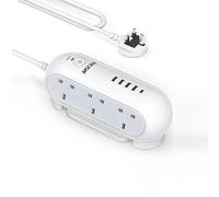Mscien Extension Lead with USB Slots, 6 Way Sockets 5 USB(1 USB- C and 4 USB-A Port) with 1.8 Metres Extension cord, 3250W Overload Protection, Security Surge Protection Plug Extension Socket