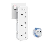 Mscien Multi Plug Extension Socket,3 Way Plug Adaptor With Independent Switches,Wall Socket Plug Extender with 315 Degree Rotation Plug,UK 13A Fuse Power Extender for Home, Kitchen, Office