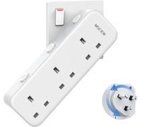 Mscien Multi Plug Extension Socket, UK Wall Socket Plug Extender with 315 Degree Rotating Design for Home, Office, Dorm (3 Way UK Sockets)