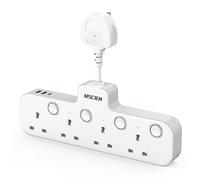 Mscien Multi Plug Extension Socket with USB, 4 Way Plug Adapter, Hanging Plug Extender with Switches for Home, Office, Multiplug Wall Socket Extension