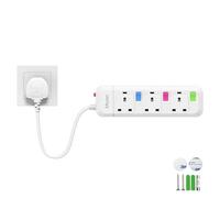 Mscien Short Extension Lead, 0.2M 3 Way Small Extension Lead, Fused 3 plug Extension Socket with Individual Switches Mountable Overload Protection Power Strips with 0.2 Metre Extension cable 2500W