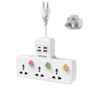 Mscien Travel Plug Adapter, UK To US Multi Plug with 4 USB, 3 Way Individual Switched Plug Extension Socket, Power Strip Universal Socket(2500W/10A)