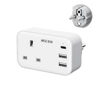 Mscien UK to European Plug Adapter with USB C,Travel Plugs UK to EU for Germany,France,Spain,Turkey,Greece and Iceland,