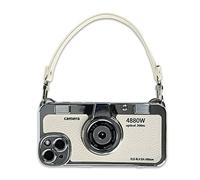 Mscomft Classic Emily in Paris Phone Case, 2023 New Vintage Camera Design Case, for iPhone 14 Camera Phone Leather Bracelet Sling Cover (White, for iPhone 12 Pro)