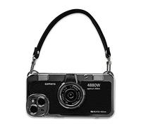 Mscomft Classic Emily in Paris Phone Case,2023 New Vintage Camera Design Case That Looks Like a Camera,for Phone 14 Camera Phone Leather Bracelet Sling Cover case (Black, for Phone 12)