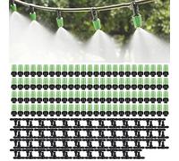 MSDADA 100 Pcs Adjustable Irrigation Drippers with Connect Tee, Garden Irrigation Misting Sprinkler System Patio Mister Micro Spray Misting Drip Kit(Green)