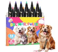 MSDADA 12 Colors Dog Nail Polish Pens, Quick Dry Pet Nail Polish Set for Dogs to DIY Stylish Dog Nail Art, Non-Toxic Dog Safe Nail Polish Dog Accessories for Large & Small Dogs