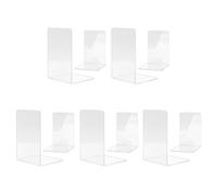 MSDADA 5 Pairs Clear Acrylic Bookends - Anti-Slip Book Organizer and Holder for Bedroom, Desktop, School, Library, Office Supplies, Shelf Dividers
