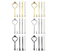 MSDADA 6 Set Cake Stand Fittings Kits, 3 Tiered Tray Hardware for Cake Stand Mold 3 Tier Cake Holder Hardware for Wedding Party Making Resin Cupcake Dessert Platter Serving Stand(Gold&Silver&Black)